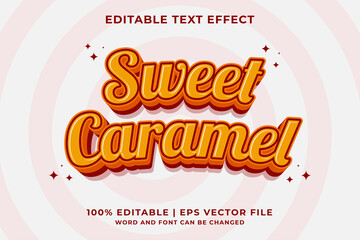 Sticker - Editable text effect Sweet Caramel 3d Cartoon template style premium vector