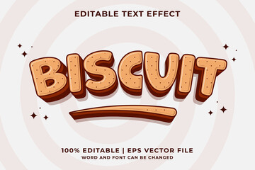Sticker - Editable text effect Biscuit 3d Cartoon template style premium vector