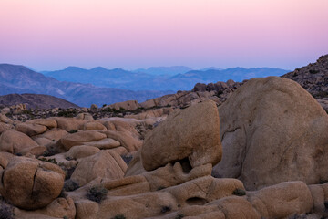 Poster - Sunset Colors Fade Over Jumbo Rocks Campground