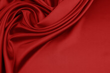 Red Satin Or Silk Fabric As Background