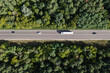 Cars on straight highway, top view