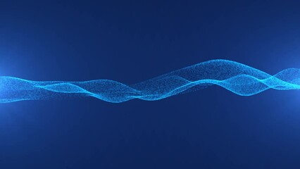Poster - Neon wave animation background. Spiral rotation line,  point. Glowing particles of musical wave. Northern lights. LED strip. Artificial intelligence. Technology, medicine, business. 3d rendering. 4k
