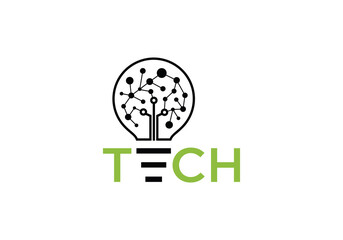 Wall Mural - tech data bulb idea logo icon symbol inspiration template