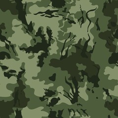 
Army green camouflage, military uniform texture, modern seamless vector background.