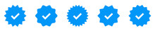 Verified Badge Profile Set. Instagram Verified Badge. Social Media Account Verification Icons. Blue Check Mark Icon. Profile Verified Badge. Guaranteed Signs.