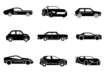 Wall Mural - Solid icons set,transportation,Car side view,Car front,vector illustrations