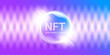 NFT modern violet horizontal banner design template with shiny lights. NFT modern style violet banner, label, sticker, icon, poster and flyer. Non fungible token banner design template