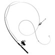 Fishing rod with float and hook. Silhouette for fishing and hobby