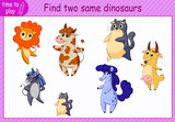 Fototapeta Pokój dzieciecy - children's educational game, task. find two identical animals. lion, cow, donkey, cat, goat, horse.