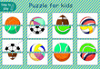 children's educational game, task. find two parts of the ball. funny bouncing balls.