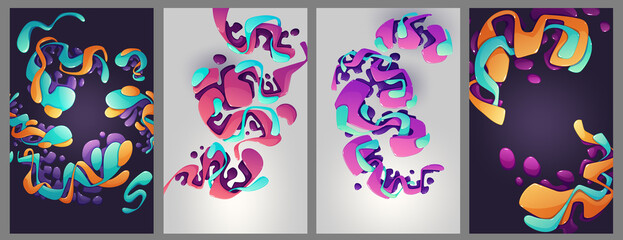 Poster - abstract art backgrounds, modular painting arts with colorful 3d liquid glossy swirls and stains. in