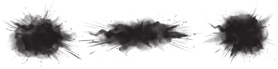 Wall Mural - splash of charcoal powder, coal sand explosion. black sandy clouds, dry grainy stains or strokes, di