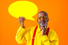 Cool Senior African Man With Fashionable Outfit Portrait - Funny Old Male Person With Cool And Playful Attitude On Colorful Background