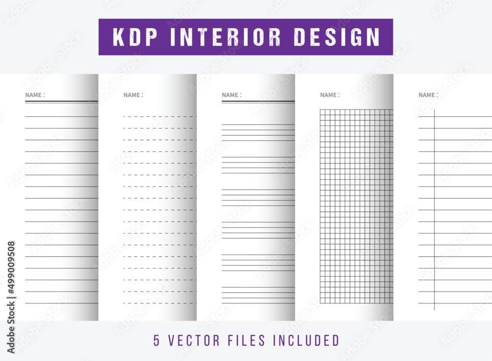 Printable Notebook Papers - KDP Interior Stock Vector | Adobe Stock