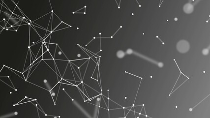 Poster - Vector halftone abstract background. Design of plexus lines. Texture of digital network, torn grid. Connections by point, particles, stars. Constellations. Poster for technology, medicine, business.
