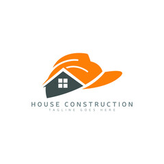 house construction logo design concept house and construction helmet