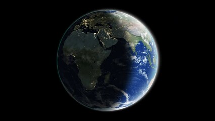 Wall Mural - planet earth rotation - computer generated animation. night to day change. realistic world globe rot