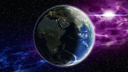 Wall Mural - planet earth rotation - computer generated animation. night to day change. realistic world globe rot