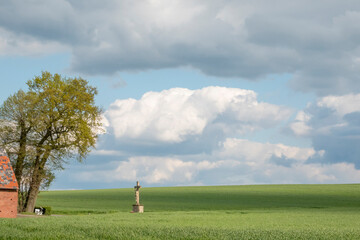 Poster - Landschaft mit Flurkreuz, Münsterland