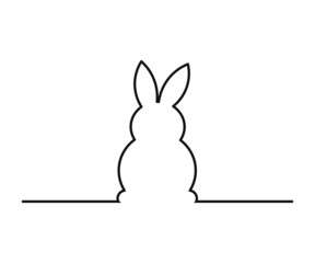 Wall Mural - easter bunny silhouette shape continuous line drawing symbol.