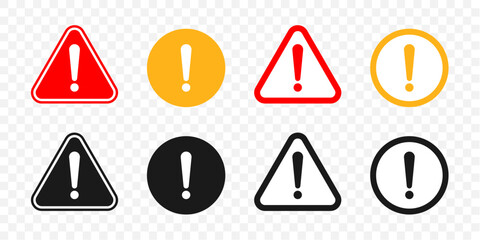 attention caution sign warning symbol icon set danger exclamation mark signs triangular vector illus