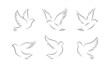 Line art flying dove. Minimalism style hand drawn flying bird.