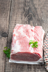 Wall Mural - Raw pork meat on rustic wooden table