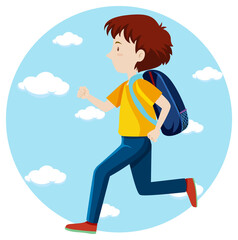 Sticker - Active boy simple cartoon character