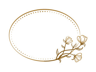 Vector horizontal oval dotted frame with floral decoration