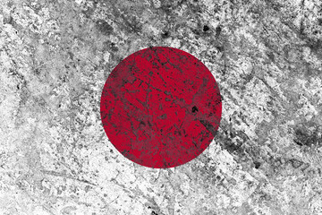 Wall Mural - Rustic flag of japan painted on a distressed old metal sheet