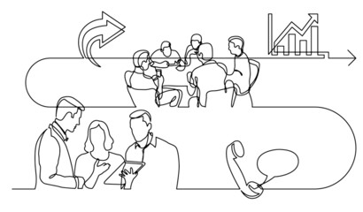 business concept continuous line drawing illustration of work process in vector format