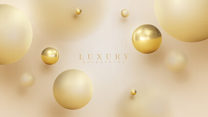 Wall Mural - Luxury background with 3d golden ball and blur effect element with glitter light decoration.