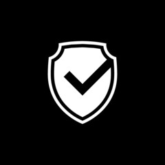 Poster - Shield with check mark icon isolated on dark background