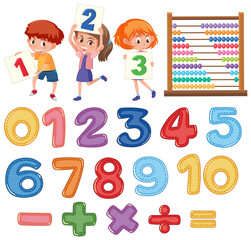 Wall Mural - Counting number 0 to 9 and math symbols
