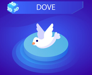 Wall Mural - Dove isometric design icon. Vector web illustration. 3d colorful concept