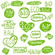 © elena_garder - Eco organic labels. Bio ecology vegan badges hand drawn set. Vector healthy food icons set