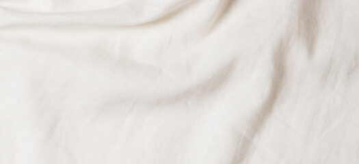 white crumpled linen fabric texture background. natural linen organic eco textiles canvas background