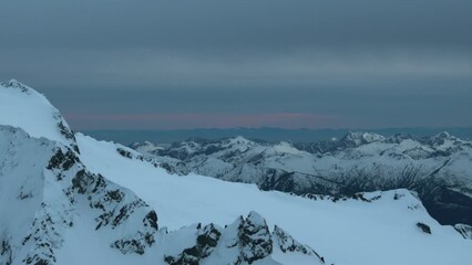 Wall Mural - 4k aerial of tantalus range in the coast mountains in late winter, british columbia, canada