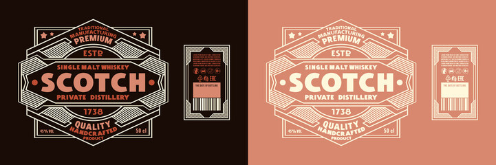 Sticker - Template decorative label for scotch whiskey