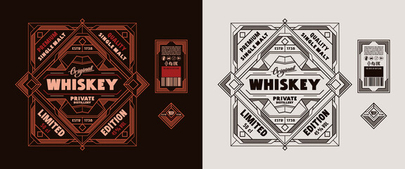 Template decorative label for whiskey