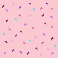 The Pattern Is Made Of Geometric Shapes. Fluttering Like Autumn Leaves Blue Purple Pink Orange White Background