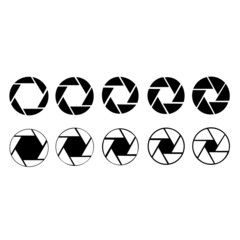 Poster - set of white and black round camera shutter lenses vector graphics eps10