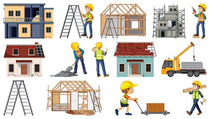Wall Mural - set of construction site objects