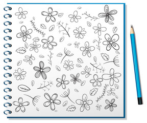 Wall Mural - Hand drawn doodle icons on notebook