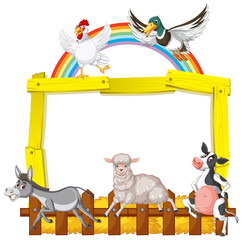 Wall Mural - Sign board with animal farm on white background