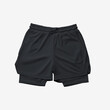 © olegphotor - Black loose shorts mockup with compression line, isolated on background