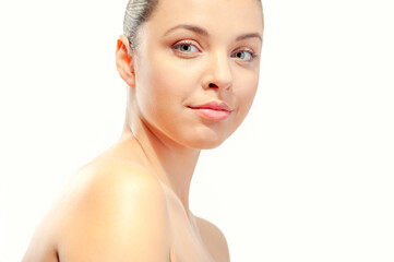 Wall Mural - Beauty skin care face portrait of young woman