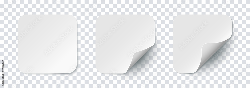 White Square Sticker Vector Mockup realistic square stickers with rounded corners white colors with ...