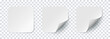 © fenskey - Mockup realistic square stickers with rounded corners white colors with curved corner and shadow. White square stickers with rounded corners on a transparent background. Vector illustration EPS10