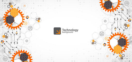 Abstract technology concept. Circuit board, high computer background. Vector illustration with space for content, web - template, business tech presentation.